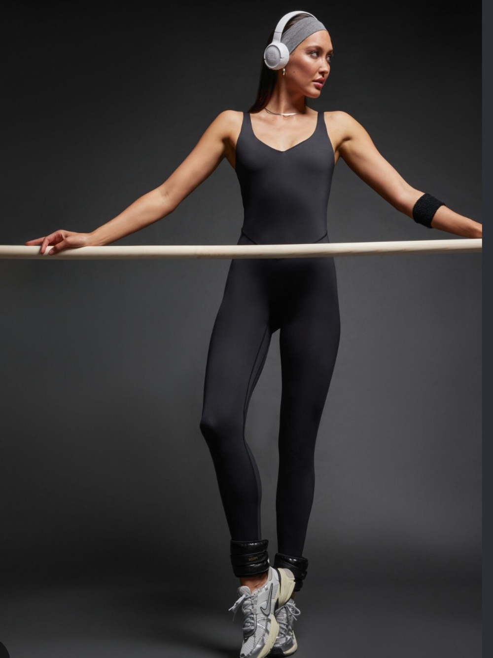 Bandier x Something Navy Collab Black Pilates One Piece Jumpsuit